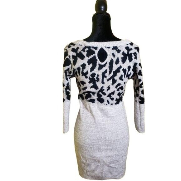 Knit Animal Print Sweater Mini Dress sz s - Picture 4 of 7